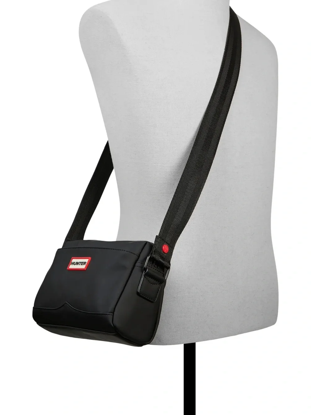 Hunter Black Crossbody Bag with Red Accents
